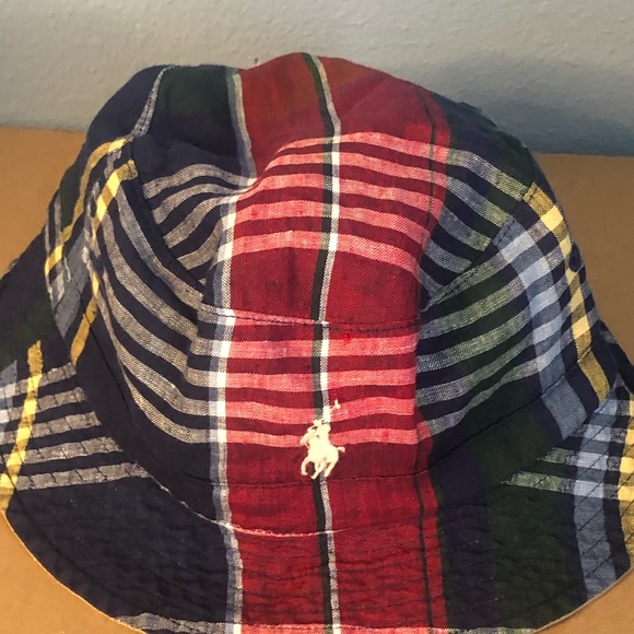 Polo Ralph Lauren Polo Club Linen Reversible Multi Plaid/Tan Bucket Hat S/M NWT - Picture 3 of 15